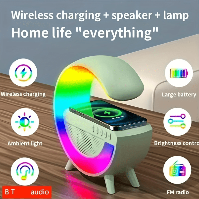 Parlante Lampara LED RGB 4 en 1Cargador Inalámbrico Bluetooth Radio GENERICO |